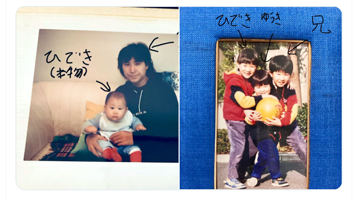 B'zのサポートドラマー・青山英樹の父・青山純との写真と三兄弟の写真