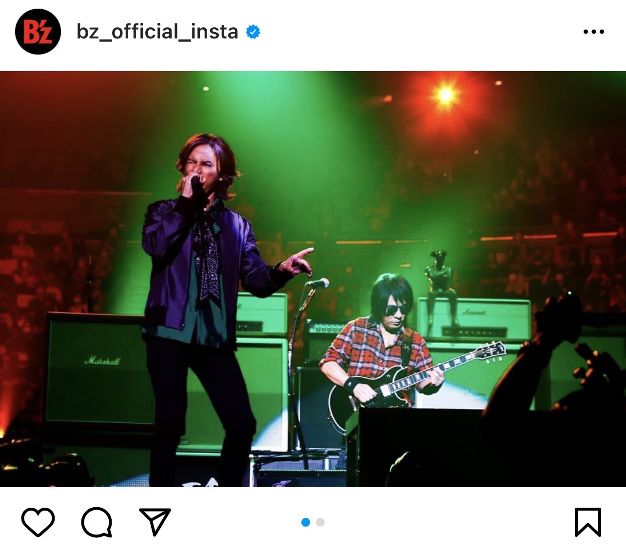 B'z公式Instagramに投稿された『B'z presents UNITE #01』大阪公演のステージ写真