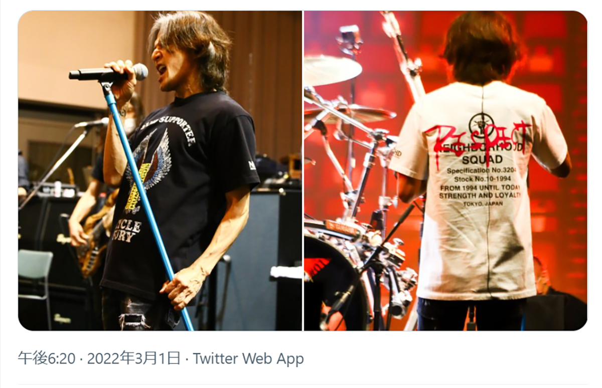 B'z稲葉浩志自身がNEIGHBORHOODコラボTシャツを着用している写真が公開 