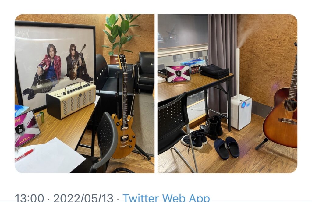 『B'z LIVE-GYM 2022 -Highway X-』のツアーリハーサルの楽屋の写真