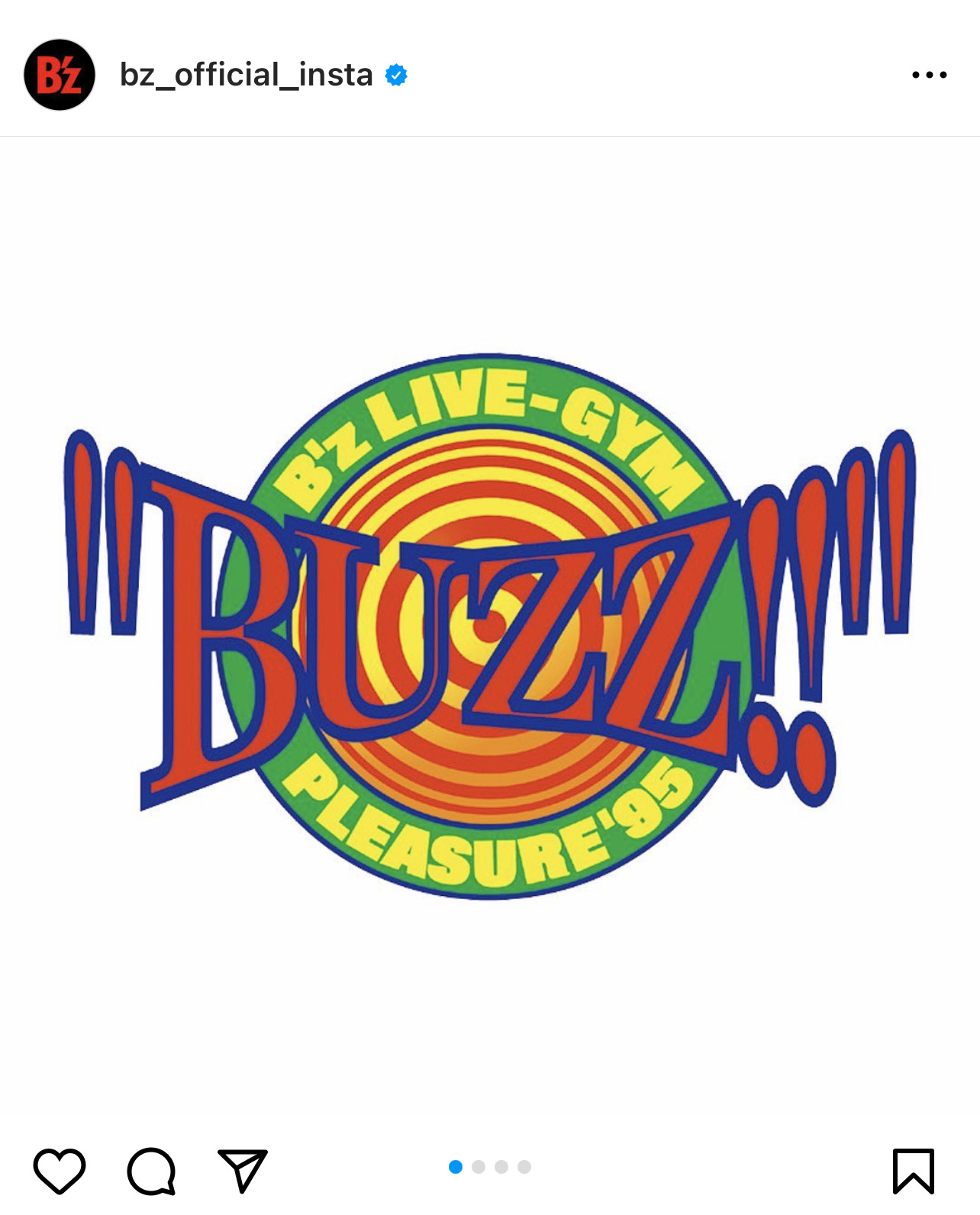 B'zデビュー35周年記念で公開された『B'z LIVE-GYM Pleasure '95 “BUZZ!!”』のツアーロゴ画像
