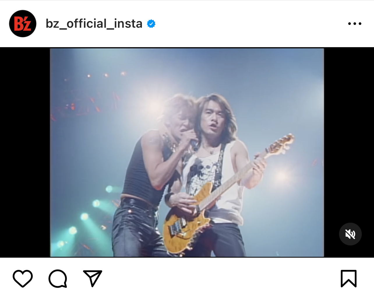 B'z公式Instagramに投稿された「Real Thing Shakes」のミュージック・ビデオ