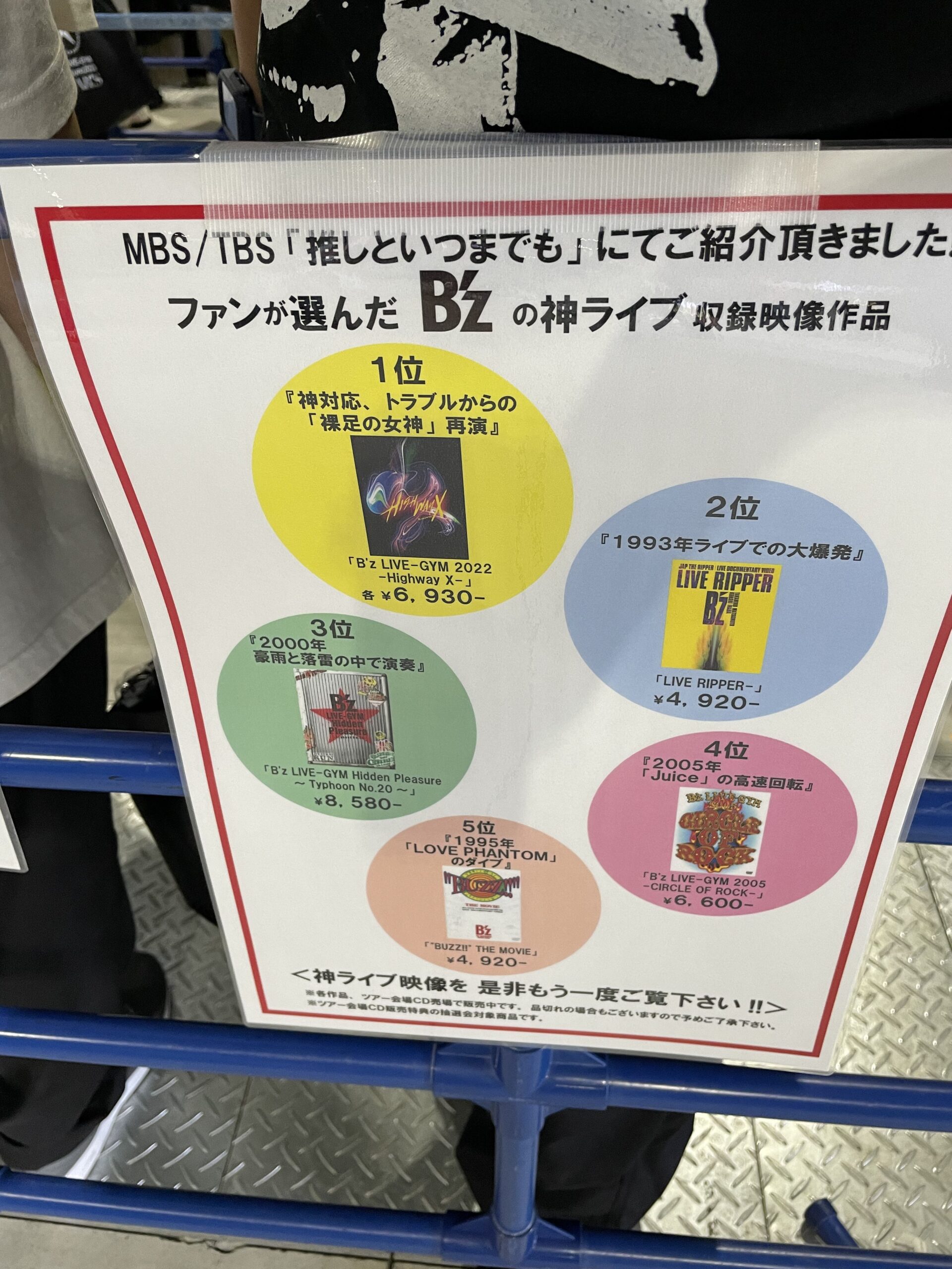 『B'z LIVE-GYM Pleasure 2023 -STARS-』愛知1日目公演で掲出された『推しといつまでも』紹介映像のポップ