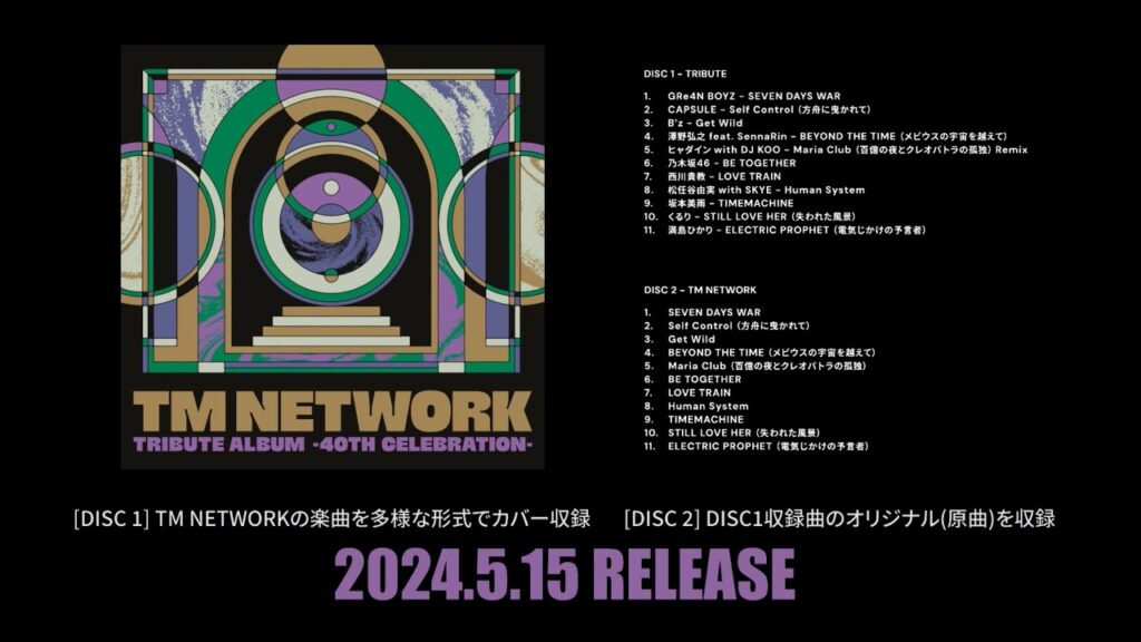 『TM NETWORK TRIBUTE ALBUM -40th CELEBRATION-』の全曲試聴トレーラーのサムネイル画像